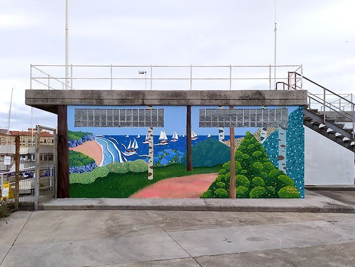 Intervención mural en el edificio de la Federación de Vela del Principado de Asturias